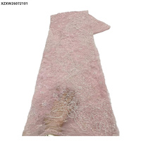 Tissu de dentelle africaine de luxe jaune brodé de fleurs 3D, de sequins et de perles, en maille française, idéal pour les robes de soirée