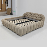 Lit Bulle de Luxe en Tissu Italien, Taille King, Style Moderne Minimaliste, Cadre Métallique, Lit Bulle Contemporain et Confortable