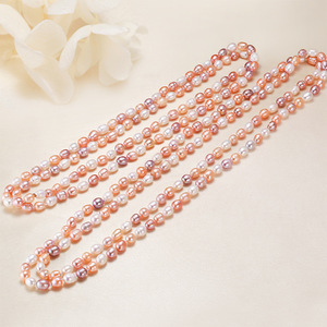 Muttertag geschenk Long Size Knot Doppels chicht Süßwasser Perlenkette Barock Perle Perle Pullover Kette Choker Halskette Kragen - Product Image 2