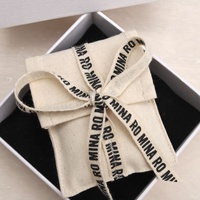 Ccustom Logo Imprimé Coton Naturel Rabat Bijoux Parfum Emballage Sac Organique Mousseline Enveloppe Pochette Coton Poussière Sac Avec Ruban