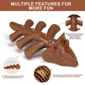 Jouets à mâcher en nylon en forme de Triceratops <span class=keywords><strong>pour</strong></span> mâcheurs agressifs de grande/moyenne taille nettoie les dents et satisfait les instincts de mastication - Product Image 6