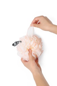 Éponge de boule de douche de bain ronde écologique naturelle <span class=keywords><strong>nettoyant</strong></span> léger pour le corps en PE pour la peau - Product Image 3
