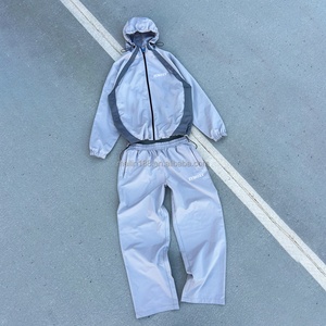 Custom Tracksuit Windbreaker Jacket and Nylon Track Pants 2 Piece Set <b>Jogging</b> <b>Suit</b> 3m Reflective Strip Windbreaker Tracksuit - Product Image 2