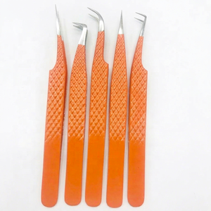 Pinzas Profesionales para Pestañas Beautivia International Diamond Grip, Agarre Fuerte, Logotipo Personalizado, Color Naranja, Recubrimiento de Acero Inoxidable - Product Image 1
