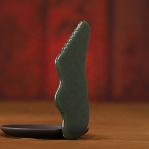 Alta Qualidade Cósmica Verde Nephrite Jade Facial Gua Sha Ferramenta Stone Sculpting Massagem para Aplicação Rosto - Product Image 4