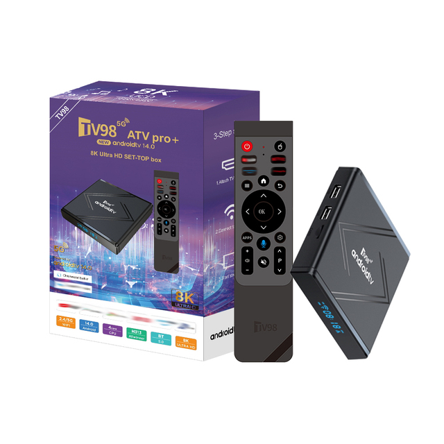 New High Quality ATV Pro+ Android Smart TV Box TV98 with Allwinner H313 5G WiFi 4GB RAM Custom Application Remote Included