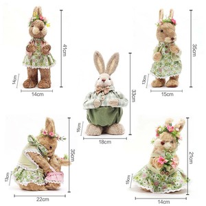 Conejo de Pascua de Paja Natural, Conejita y Niños de Pie, Decoración de Primavera, Pascua, MOQ 100 Piezas - Product Image 6