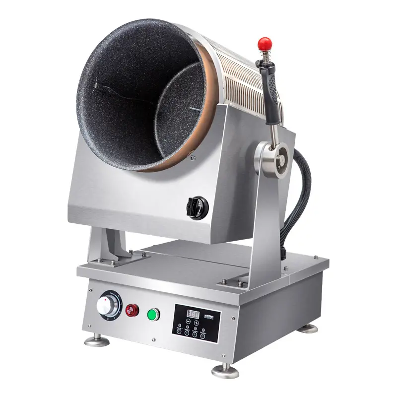 Büyük yangın kahve çekirdeği otomatik karıştırın kızartma makinesi wok pişirme makinesi Robot döndür kızarmış pirinç makinesi için restoran