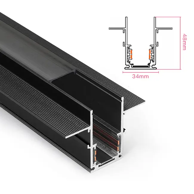Surface Mounted office home Simple Black Metal Aluminum led magnetic track light