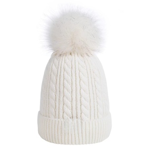Gorro de Invierno de Punto Arcoíris <span class=keywords><strong>para</strong></span> Niños, Popular y Más Vendido, con Pompón de Piel Sintética - Product Image 2