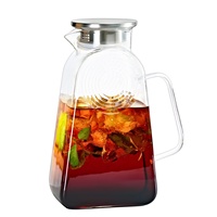 Carafe à eau froide en verre 67oz de forme carrée avec couvercle - Carafe à jus en borosilicate haute résistance à la chaleur pour café