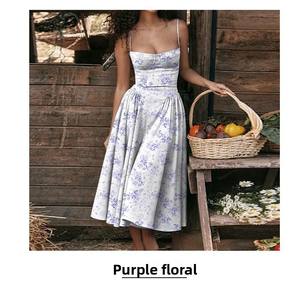 Vestido de satén con patrón sólido Retro para mujer europea americana elegante tirantes finos liso teñido para <span class=keywords><strong>Amazon</strong></span> - Product Image 4