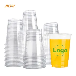 Proveedores profesionales Personalizar Logo impreso Vasos de plástico PET desechables con tapas