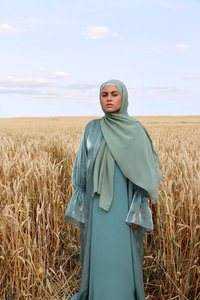 Vêtements islamiques de style ethnique, abayas pour femmes arabes, <span class=keywords><strong>robe</strong></span> kimono en organza avec voile, ensemble de 3 pièces, abaya pour femmes musulmanes - Product Image 6