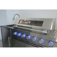 Ensemble de cuisine extérieure haut de gamme résistant aux intempéries, comprenant un four à pizza, un meuble, un chariot à 3 niveaux et une unité d'évier, fabriqué en matériaux SPCC et SS304