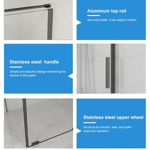 <span class=keywords><strong>Porte</strong></span> <span class=keywords><strong>de</strong></span> <span class=keywords><strong>douche</strong></span> <span class=keywords><strong>coulissante</strong></span> moderne en aluminium <span class=keywords><strong>sur</strong></span> <span class=keywords><strong>mesure</strong></span>, verre trempé 8 mm, pour salle <span class=keywords><strong>de</strong></span> bain d'hôtel, séparation humide/sec, cabine <span class=keywords><strong>de</strong></span> <span class=keywords><strong>douche</strong></span> - Product Image 2