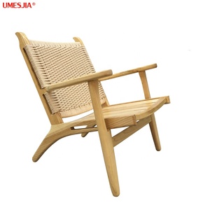 Muebles de sala modernos de madera maciza de ceniza naturaleza ratán tejido cuerda de papel sillón <span class=keywords><strong>chaise</strong></span> <span class=keywords><strong>Lounge</strong></span> silla cojín - Product Image 2