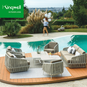 Ensemble <span class=keywords><strong>de</strong></span> meubles <span class=keywords><strong>de</strong></span> <span class=keywords><strong>jardin</strong></span> d'extérieur au design moderne et luxueux, canapé en corde tressée, chaise en aluminium, rotin pour <span class=keywords><strong>salon</strong></span>, patio, balcon, hôtel - Product Image 2