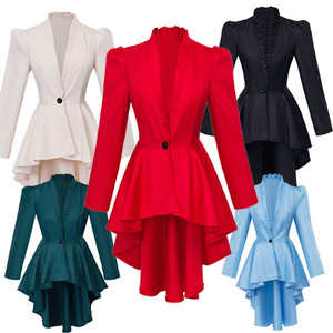 Abrigo de Esmoquin Gótico Victoriano Steampunk para <span class=keywords><strong>Mujer</strong></span>, Traje <span class=keywords><strong>Medieval</strong></span> Vintage con Dobladillo Irregular para Disfraces de Halloween - Product Image 1