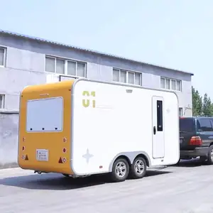 Street Mobile Fast Food Truck Concession Trailer Square Mobile Food Trailer With Full Kitchen Equipments For Sale