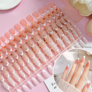 Beetles X Press Plus French Tips Press Nails 120 Pcs <span class=keywords><strong>Pastel</strong></span> Short Almond Pre-Designed Press-On Nails Primer Base Coat - Product Image 2