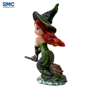 Escultura de Hada Bruja Montada en Escoba de Resina Poliéster Personalizada SMC, Hecha a Mano, Linda Decoración para el Hogar, Estatua Artesanal, Idea de Regalo de Halloween - Product Image 5