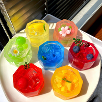 Gobelet anti-stress en silicone souple et transparent, effet glaçon d'été, avec motif de boisson et de thé aux fruits à bulles, vente en gros d'usine