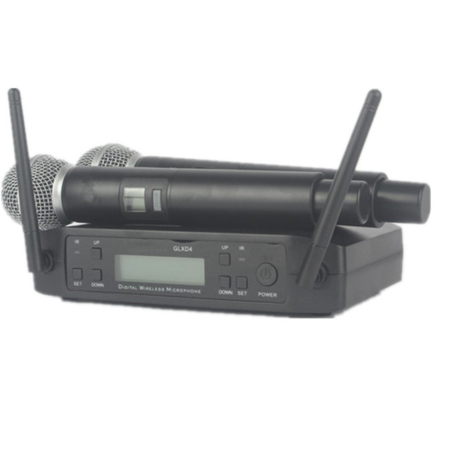 GLXD4 Cheap Price Uhf Dual Channel System Handheld Wireless Microphone Mic for Karaoke Live Performance Equipment