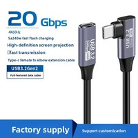 Câble d'extension USB-C coudé 20 Gbit/s avec conducteur en cuivre étamé, transfert de données rapide mâle-femelle, charge rapide, câble PVC pour hub VR