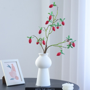 Ramas de caqui artificiales Mo Hua Ge, frutas falsas de plástico para arreglos florales, decoración para el hogar, bodas y el Año Nuevo Chino. - Product Image 3