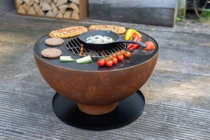 Bol à feu en <span class=keywords><strong>acier</strong></span> corten avec anneau de gril et gril de cuisson Bol à feu Savage Feuerschale Feuerstelle Brasero avec gril à <span class=keywords><strong>plancha</strong></span> - Product Image 6