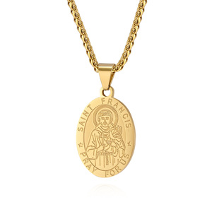 <span class=keywords><strong>Cross</strong></span>-border europeo americano medaglia ovale a forma di croce in acciaio inossidabile collana Unisex regalo in acciaio al titanio - Product Image 6
