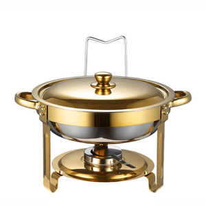 Suministros de hotel Plato de frotamiento redondo de acero inoxidable, Calentador de Comida comercial para Buffet, Juego de buffet para frotamiento - Product Image 6