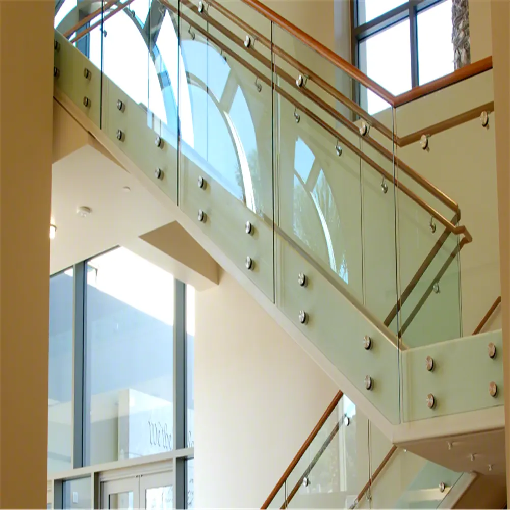 Бескаркасные перила из закаленного стекла/суперпрозрачная стойка из ламинированного стекла, лестница, Балконная балюстрада