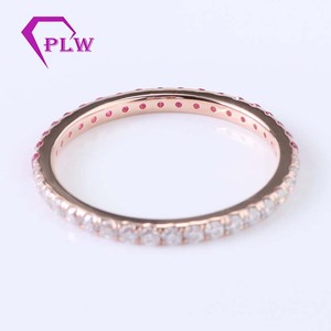 Anillo de diamantes Moissanite Provence 14K Oro rosa macizo 1.8mm Melee Ruby Moissanite Stone Anillos de compromiso Banda - Product Image 4