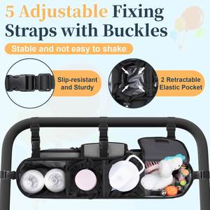Organisateur de poussette double hautement compatible, sac de rangement isotherme portable en nylon imperméable et toile résistante à l'eau pour bébé - Product Image 5