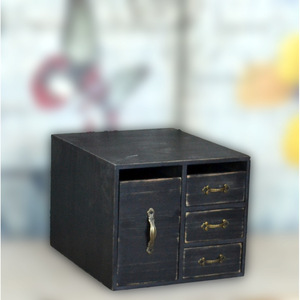 Retro Classic Black Cosmetic Organizer with <b>Drawers</b> Multifunctional Storage Box Desktop Entryway Use - Product Image 3