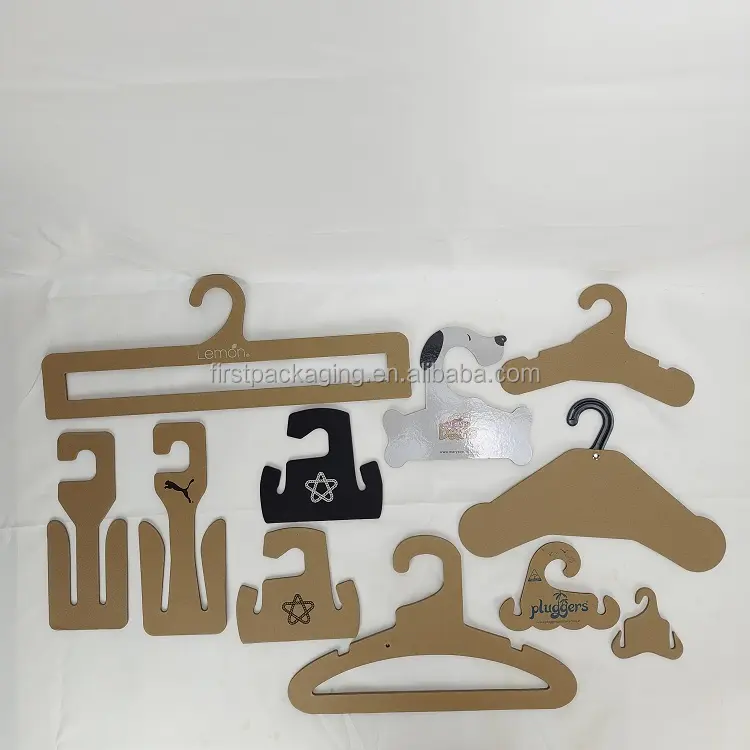 Hangzhou First Packaging produce eco friendly custom logo printing kraft paper slipper shoes cardboard hanger