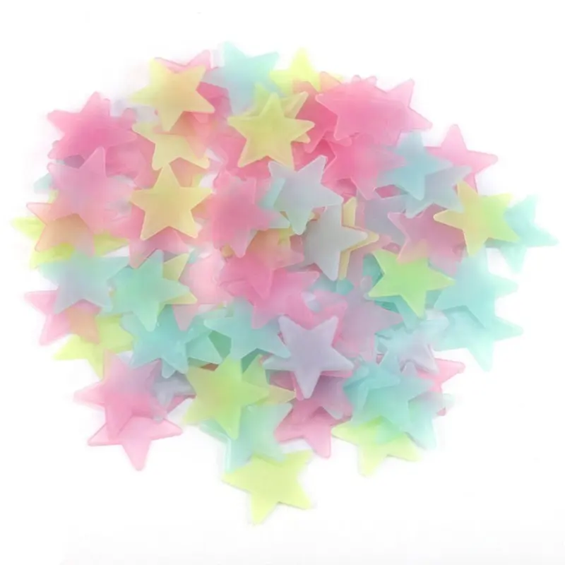 2023 New Product 100 pieces/bag Kids Bedroom Fluorescent Stars Glow Wall Stickers Stars Luminous Glow Sticker Color wholesale