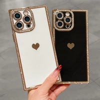 Étui brillant en strass pour iPhone 16 15 14 13 Pro Max Plus 16pro Plaqué Antichoc Fluorescent Pare-chocs Souple