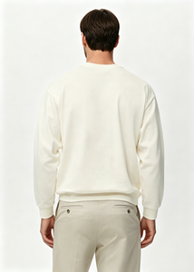 OEM personalizado Otoño Invierno manga larga Top hombres blanco 100% algodón <span class=keywords><strong>sudadera</strong></span> de alta calidad de gran tamaño pesado cuello redondo <span class=keywords><strong>sudadera</strong></span> - Product Image 3