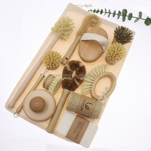 ZZhome Best Seller Mini spazzole per la pulizia di bambù manico in legno Tampico in fibra spazzole da cucina <span class=keywords><strong>Coco</strong></span> Sisal Wash pennelli - Product Image 1