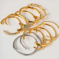 Haute qualité mode breloques italiennes 18K or acier inoxydable perle pierre ouvert Bracelet Bracelet bijoux pour femmes