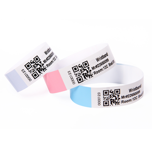 Événement promotionnel Bracelet d'identification en vinyle personnalisé Code à barres jetable Code QR <span class=keywords><strong>Série</strong></span> Numéro Blanc Billet imprimable Entrée Visiteur - Product Image 2