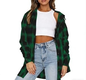 Camisa Larga a Cuadros Transpirable Tejida para Mujer Tallas Grandes, Estilo Cardigan Abierto, Blusa <span class=keywords><strong>de</strong></span> Uso Diario, Tendencia 2026 - Product Image 2