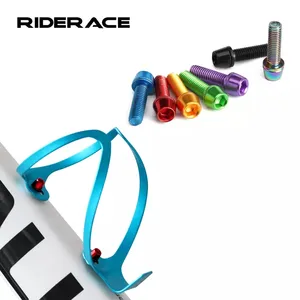 RIDERACE 4 יח'\סט אופניים כלוב בקבוק מים מחזיק בורג ברגי 5*18MM נירוסטה צבעוני אופני משאבת אוויר סוגר ברגים