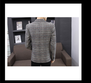<span class=keywords><strong>Costume</strong></span> décontracté pour homme, coupe ajustée, à carreaux, printemps-automne, veste de <span class=keywords><strong>costume</strong></span> pour homme - Product Image 6