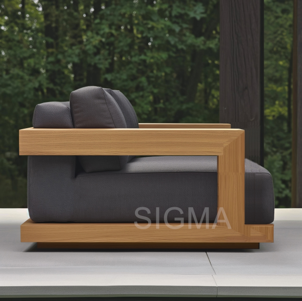 New Customizable Designer Modern Hotel Exterior Outdoor Villa Patio Teak Solid Wood Sofa Set Furniture Luxury Segmented Sofa Set