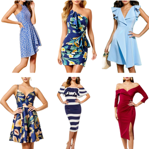 Vente en gros de robes en coton pour femmes, lots en balles, vêtements neufs, assortiment mixte, étiquettes coupées, modèle QZ-034, adulte - Product Image 4