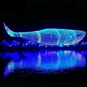 إضاءة زخرفية للحوت تحت الماء ، ديكورات مهرجان البحر ، مصابيح عيد الميلاد في العام الجديد مقاومة للماء في الهواء الطلق